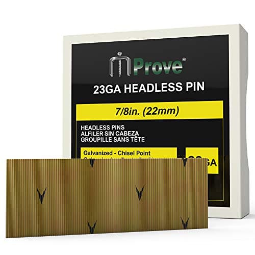 MProve 23-Guage 7/8in (22mm) Electro-Galvanized Headless Micro Pin Nails [10,000 Nails]