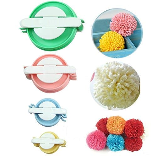 ABoby Pompom Maker Fluff Ball Bobble Weaver Needle Craft Knitting Wool Tool Kit DIY 4 Size Set Decoration (1 Set)