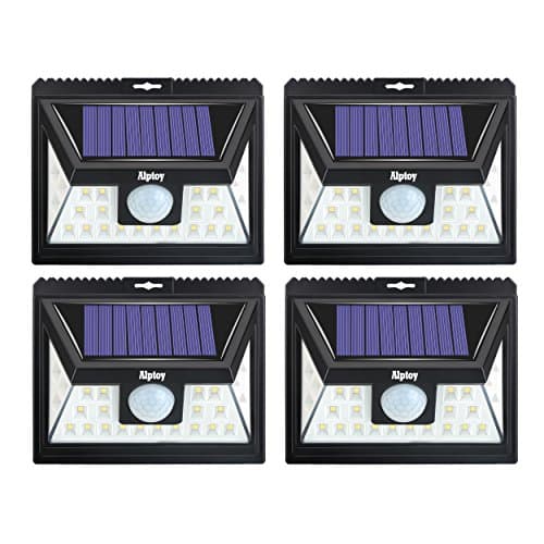 Alptoy Solar Lights Outdoor, Wireless 24 LED Motion Sensor Solar Lights with Wide Lighting Area, Easy Install Waterproof Security Lights for Front Door, Back Yard, Driveway, Garage (4 Pack)