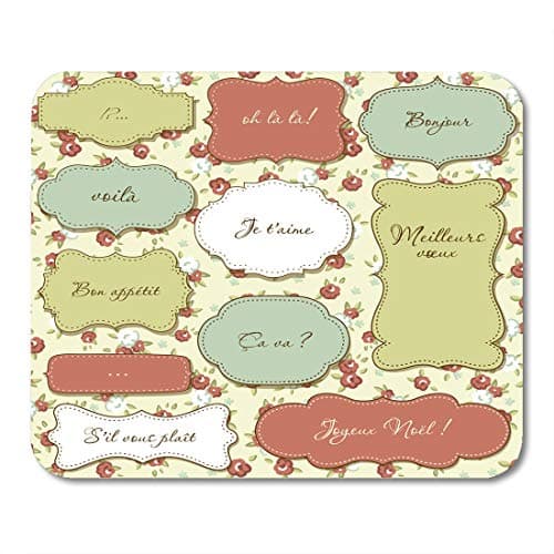 Nakamela Mouse Pads French White Chic Vintage Frames Floral Pattern As Shabby Label Mouse mats 9.5" x 7.9" Mouse pad Suitable for Notebook Desktop Computers