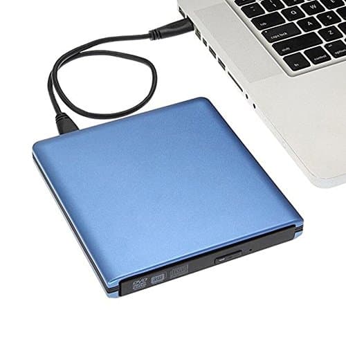 YAHEY External DVD Drive USB 3.0 Ultra Slim External CD/DVD-RW Burner Writer Player optical drive for mac, Windows and Linux OS for player CD/ DVD Read/ Writer / Rewriter (Blue)
