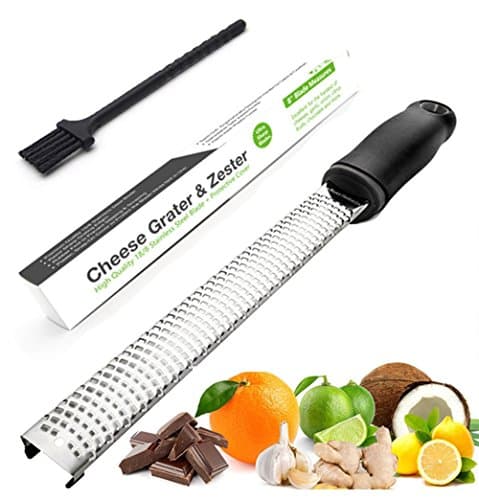 FORHOMER Citrus Lemon Zester &amp; Cheese Grater With Sharp Stainless Steel Blade - Kitchen Tool + Protective Cover For Parmesan Cheese, Lemon, Ginger, Garlic, Nutmeg, Chocolate, Vegetables, Fruits