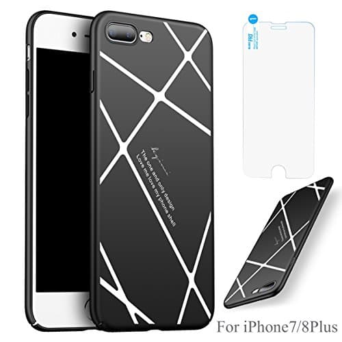 iPhone 8 Plus Case / iPhone 7 Plus Case, Upinva Black and White Stripe Protective Dual Layer Designer Design Fashion Cover for iPhone 8 plus and iPhone 7 Plus - 3D Stripes (black-and-white)