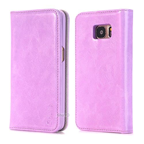 Galaxy S7 Case, ShuYo [Quality Series] Luxury PU Leather 2 in 1 Magnetic Wallet Case Folio Stand Cover with Card Slots Cash Compartment For Samsung Galaxy S7[Elegant Purple]