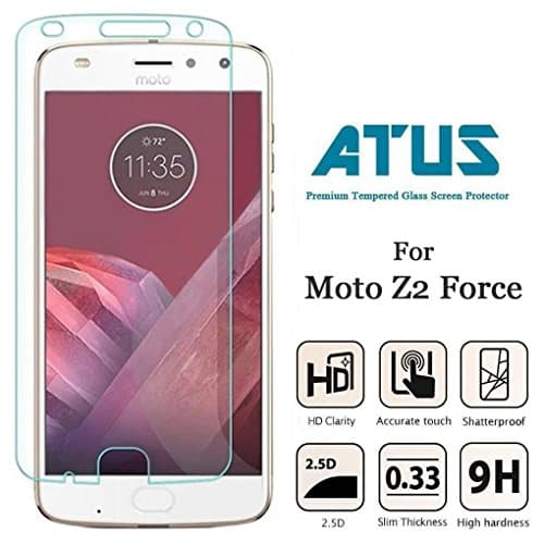 Moto Z2 Force Screen Protector, ATUS Ultra-Thin Full Cover Tempered Glass Screen Protector (2-Pack)