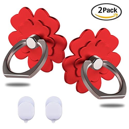 Phone ring holder /cell phone mount stand 2 Pieces, metal finger grip stand holder ring,car mount for iPhone 6s plus 7 plus, Samsung Galaxy S7 edge HTC Smartphones Tablet phone ring (Red flower)