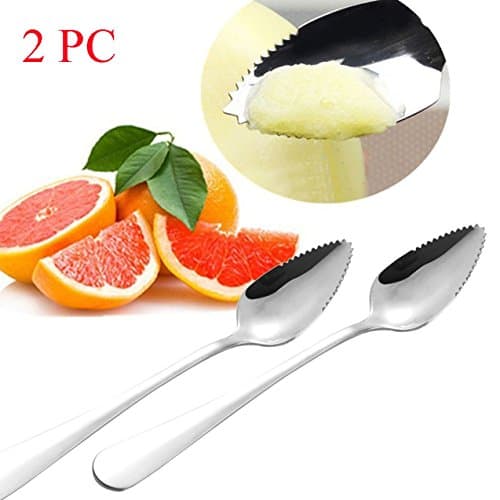 1 Set (2 Pcs/Set) Stainless Steel Fruit Spoons Professional Grapefruit Coffee Latte Tea Ice Cream Sundae Dessert Soup Teaspoon Tableware Lordly Popular Pocket Forks Holder Kitchen Decor Tools Kit