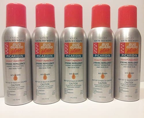 5 Pack Bundle, Avon Skin So Soft Bug Guard Plus Picaridin Aerosol Insect Repellent, Strong Repellency Against Mosquitoes and Deer Ticks, 4 Ounce cans by Avon Skin So Soft