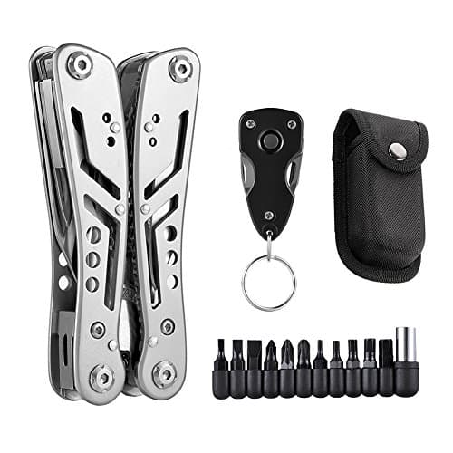 TOOLTOO Mini Folding Pliers Multitool, Stainless Steel Folding Pocket Pliers with Portable Tool Suit for Fishing, Hiking, Travel, Camping etc. Sliver