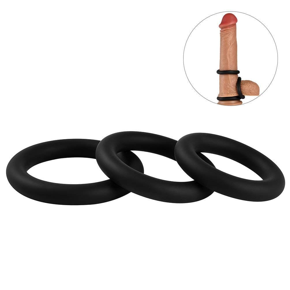 3 PCS Mini Delay Ring Silicone Ring Classic Ring Set for Men