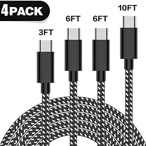 USB C Cable [4Pack/3ft, 6ft, 6ft, 9ft] USB Type C Nylon Braided Fast Charging Cable Cord for Samsung Galaxy S9/S8+, Note 8, Nintendo Switch, Sony Xperia XZ, Google Pixel,OnePlus 5T