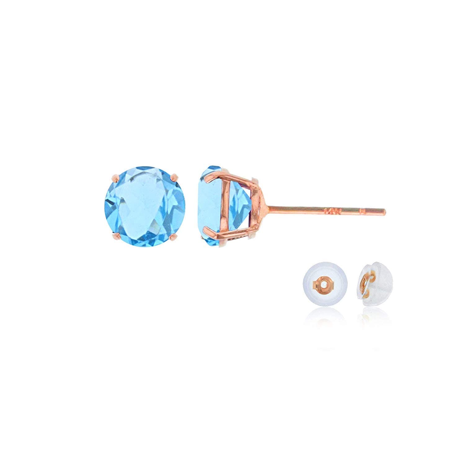 Solid 10K Yellow, White or Rose Gold 4mm Round Genuine Gemstone Birthstone Stud Earrings