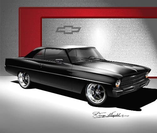 1969 CUSTOM CHEVY NOVA - MURDER BLACK SIZE 16 x 20