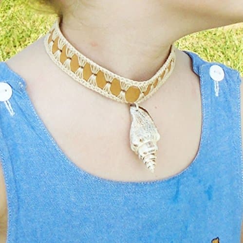 Girls Seashell Leather Choker Necklace