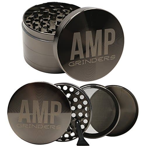 Amp Grinders 2.5 Inch Herb Grinder with Pollen Catcher, Scraper tool and Magnetic Lid