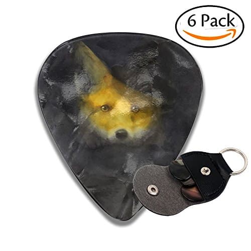 Doppyee Classic Fox With Hat 351 Shape Celluloid Guitar Picks 6 Pack Includes Thin, Medium &amp; Heavy Gauges