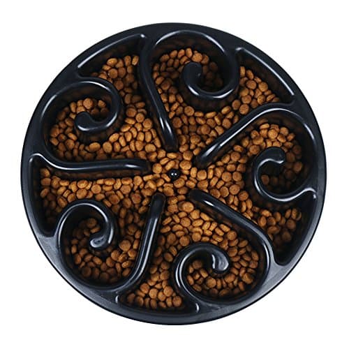 Pet Fun Feeder Dog Bowl Slow Feed Non Toxic Interactive Healthy Anti Gulping Bloat Stop Pet Feeder Dog Cat by feierna (black)