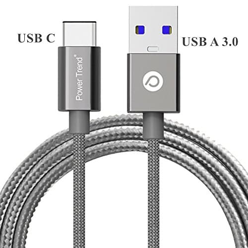 Power Trend 2M 6.6FT Nylon Braided USB Type A to Type C 3.0 Cable Data Transfer Charging Cord 5Gbps for New Apple MacBook PD Power Delivery and Nintendo Switch (Space Gray)