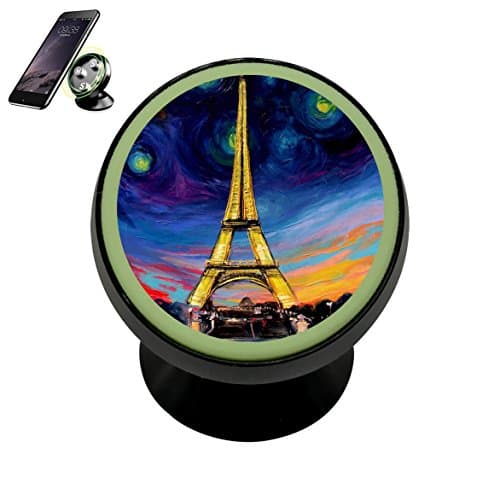 Eiffel Tower 3D Printing Magnetic Phone Car Mount Holder for iPhone 360 Rotation Noctilucent Function,Black