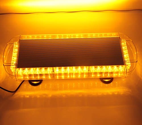 GPPOWER 48 LED AMBER High Intensity Law Enforcement Emergency Hazard Warning Flashing Car Truck Construction LED Top Roof Mini Bar Strobe Light with Magnetic Base (AMBER/AMBER)