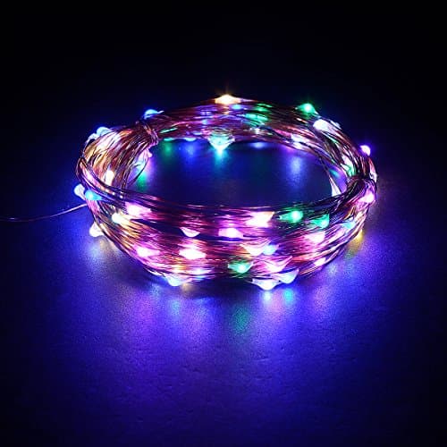 Mxsaver Fairy LED Copper Wire String Lights, Multi-colored, 32.8foot, 12v, Waterproof (Steady Mode)