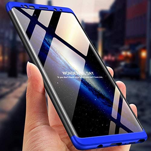 DHAN GRD: Full Body 3-in-1 Slim Fit Complete 3D 360 Degree Protection Hybrid Hard Bumper for Samsung Note 9 Back Case Cover(Bue &Black)
