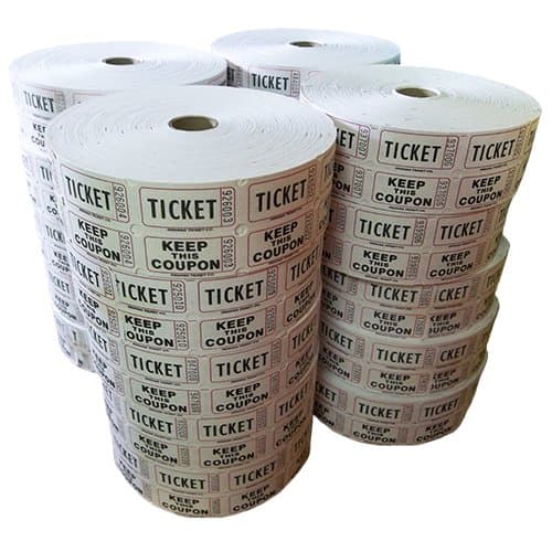 Muncie Novelties Double Roll Tickets Full Case - White (2000x20)