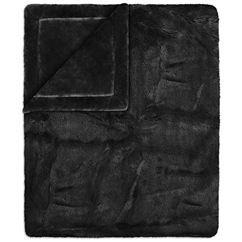 Super Soft Reversible Faux Fur Throw - Black