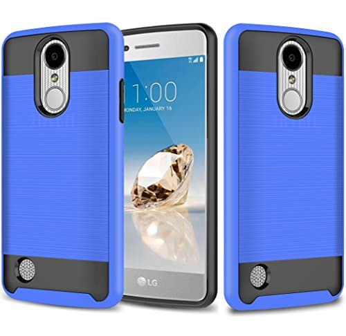 LG Aristo Case, LG Phoenix 3 Case, LG K8 (2017) Case, LG Fortune Case, JATEN Minimalistic Design Hybrid Dual Layer [Slim Fit] Smooth Hard Cover with TPU Skin Case + Stylus Pen (Blue/Black)
