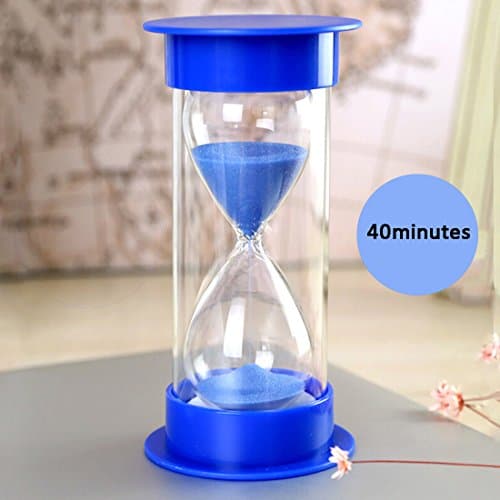 Sand Timer with Protective Covering, AblueA 40 Minutes Plastic Sand Clock Timing Hourglass (Blue Caps and Blue Sand)