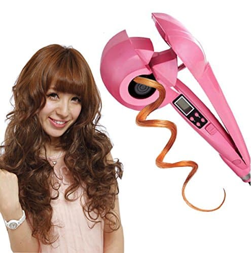 Ceramic Hair Curler, Emontek Hair Style Maker with Negative Iron and LCD Display, Pro LCD Salon Automatic Hair Roller US plug, 140℃-230℃ Temperature Control (Rose Pink)