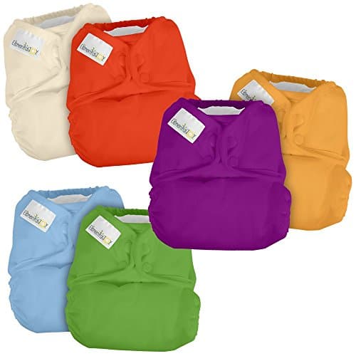 Elemental Joy Reusable One-Size Pocket Cloth Diapers - 6 Pack - Fits Babies 8 to 35+ Pounds - Inserts sold seperately (Cheery Colors)