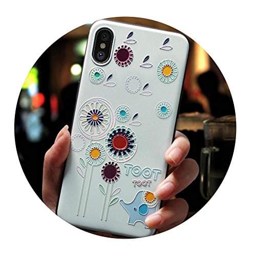 Clauheq Cute 3D Emboss Cartoon Patterned Phone Case for iPhone X 8 7 6 6S Plus Cases Soft Silicone Cover for iPhone 5 5s SE Coque Mint Elephant for iPhone XR