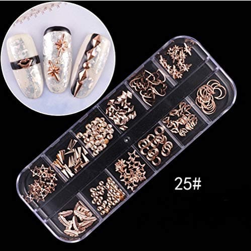 Nail Art Tools Decoration Manicure Pedicure Tool Set Kit Nail Stickers, Nail Beads Rhinestones Stone Gold Metal Studs (25)