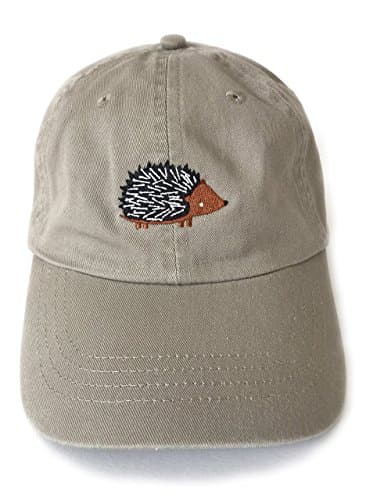 Hedgehog Baseball Cap Khaki Men's Women's 6 Panel Wide Brim Adjustable