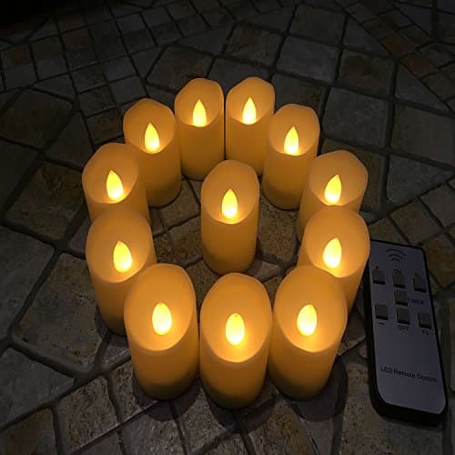 12 Pcs Flameless Candle With Timer, Include Battery Operated Flickering Votive Remote Control, Tea lights Warm White