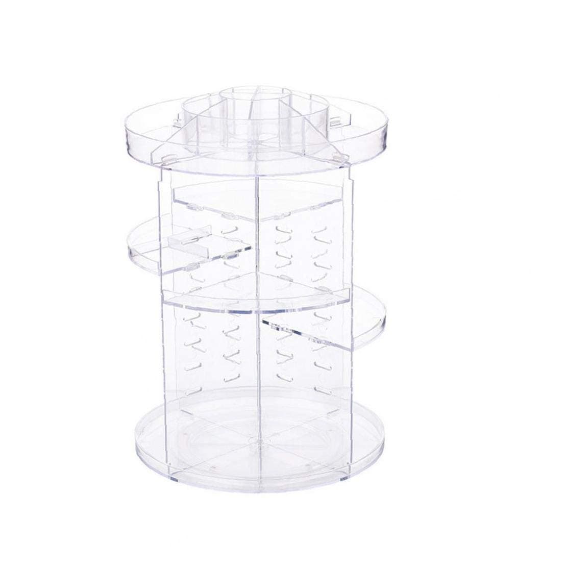 360 Degree Rotation Makeup Tower Organizer Adjustable Cosmetic Storage Display Case for Countertop Bathroom Clear 1 Piece