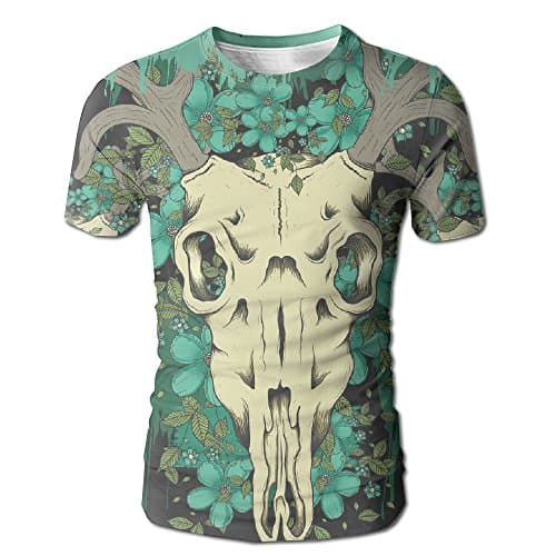 Trippy Deer Skull Man's Expected Design T Shirt Short T-Shirt Personality