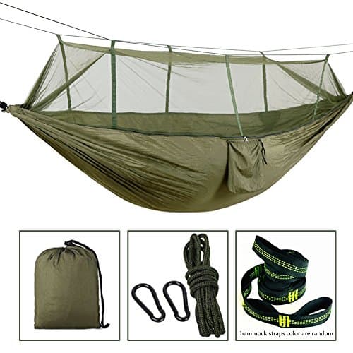 Camping Hammock9ft straps Mosquito Net , Max 1150 lbs Breaking Capacity Lightweight Parachute Fabric Nylon Hammock&amp;Compact For Backpacking, Camping, Travel, Beach By VEBOX