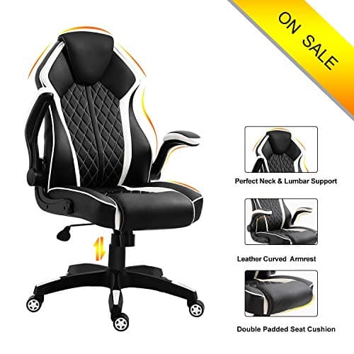 Ergonomic High Back Leather Office Chair-Title Locked and Soft Padded Armrest Executive Swivel Computer Chair, Comfort Design for Lumbar Support and headrest LUXL001 (White)
