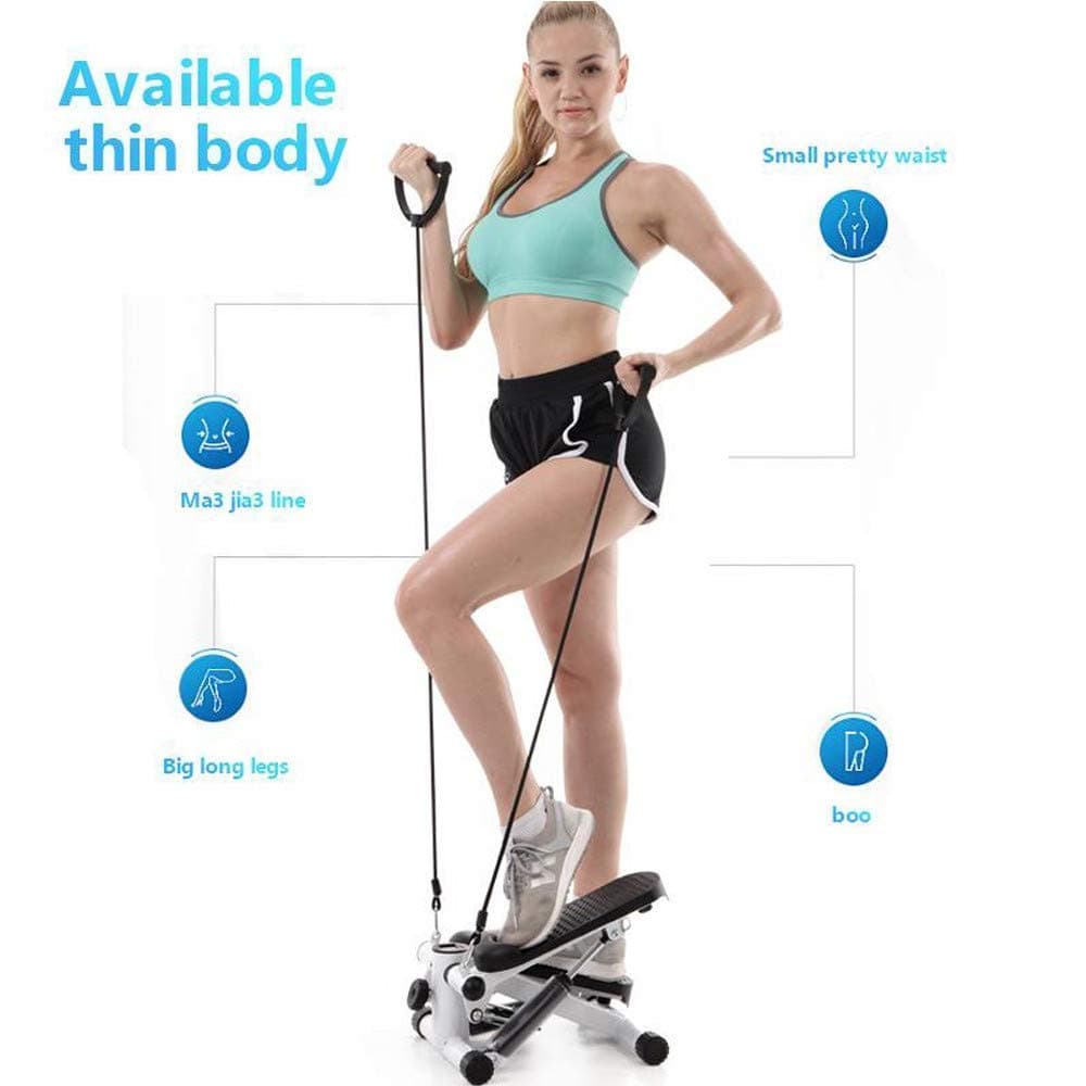 Keekos Mini Stepper,Mini Fitness Exercise Machine-Mini Elliptical Foot Pedal Stepper, Step Trainer Equipment with Resistance Bands Durable & Safe Treadmill and Comfortable Foot Pedals