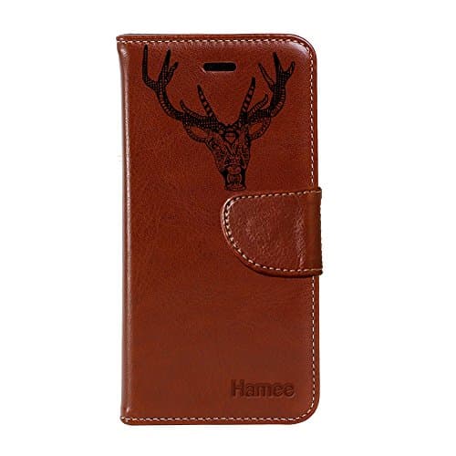 Vivo V7 Plus, Hamee Premium Leather Wallet Flip Protective Case Cover with Card Slots & Stand For Vivo V7 Plus - Reindeer