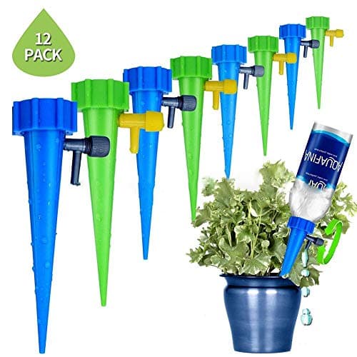 Plant Waterer, 12 PCS Self Plant Watering Spikes System with Slow Release Control Valve Switch, Automatic Plant Waterer Device Irrigation Drippers for Outdoor Indoor Flower or Vegetables