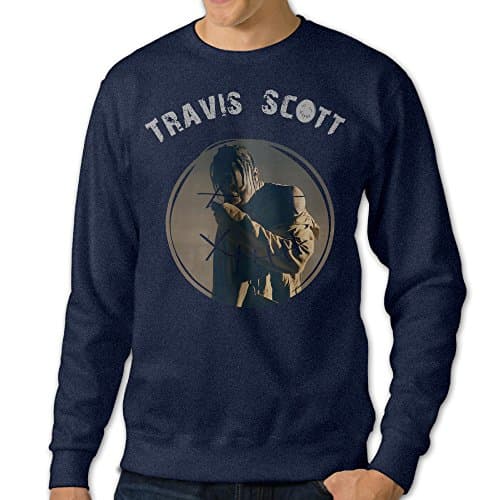 Men's Travis Scott Round Collar Pullover HoodiesNavy Size M