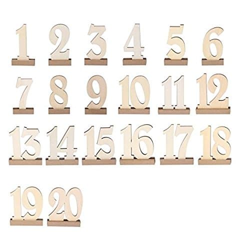 Warkit 1-20 pcs Wooden Wedding Table Party Table Number Holders