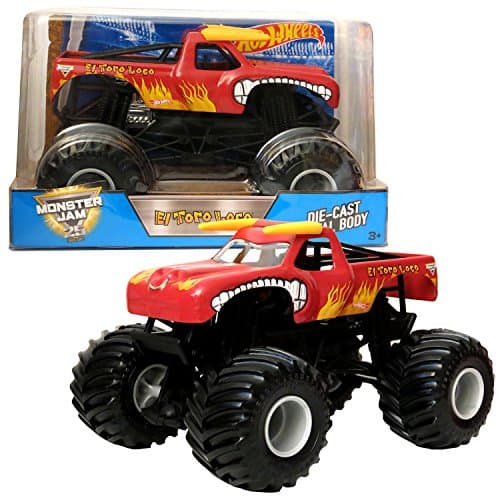 Hot Wheels Year 2017 Monster Jam 1:24 Scale Die Cast Metal Truck - Red EL TORO LOCO CCB08 with Monster Tires, Working Suspension and 4 Wheel Steering