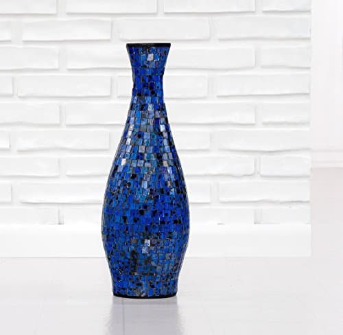 PoliVaz DV-MOS-S-BLU Blue Mosaic Vase, Small