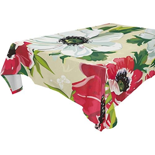 BYouLockX Peony Floral Pattern Rectangle Tablecloth 54x54(in)