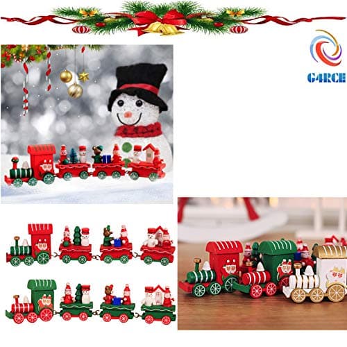 G4RCE® Christmas Creative Wooden Train Under Tree Classic Express Train Set Traditional Mini Xmas Table Decoration Ornament Gift For Kids Toddler (Red)