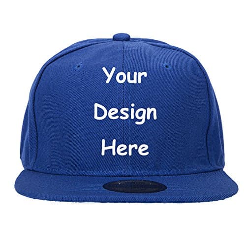 Custom Personalized Adjustable Plain Snapback Cap Design Picture or Text Print Hat (P-Blue)